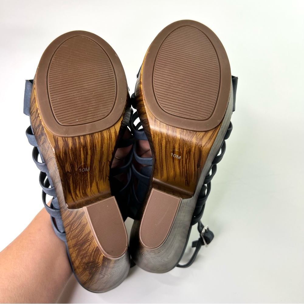 G by Guess Seany Platform Strappy Sandals Washed Denim 10 - Picture 16 of 16